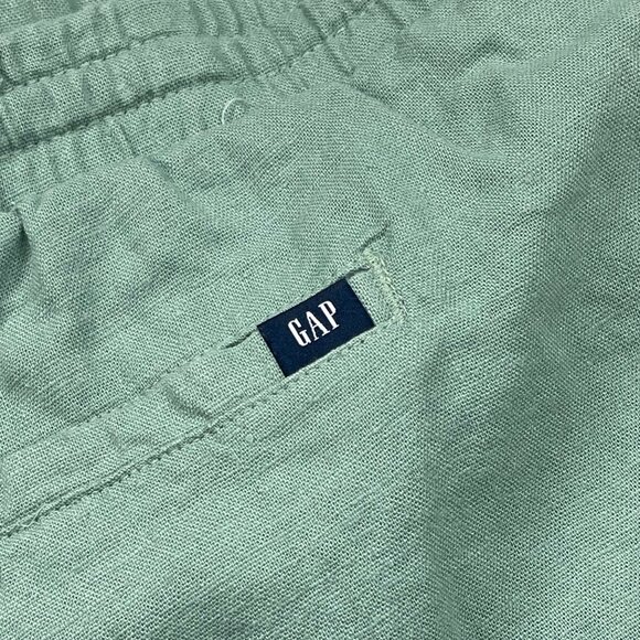GAP Wide Leg Pants Women's Large Green Pull On Style Linen Rayon Blend Relaxed - Picture 5 of 10